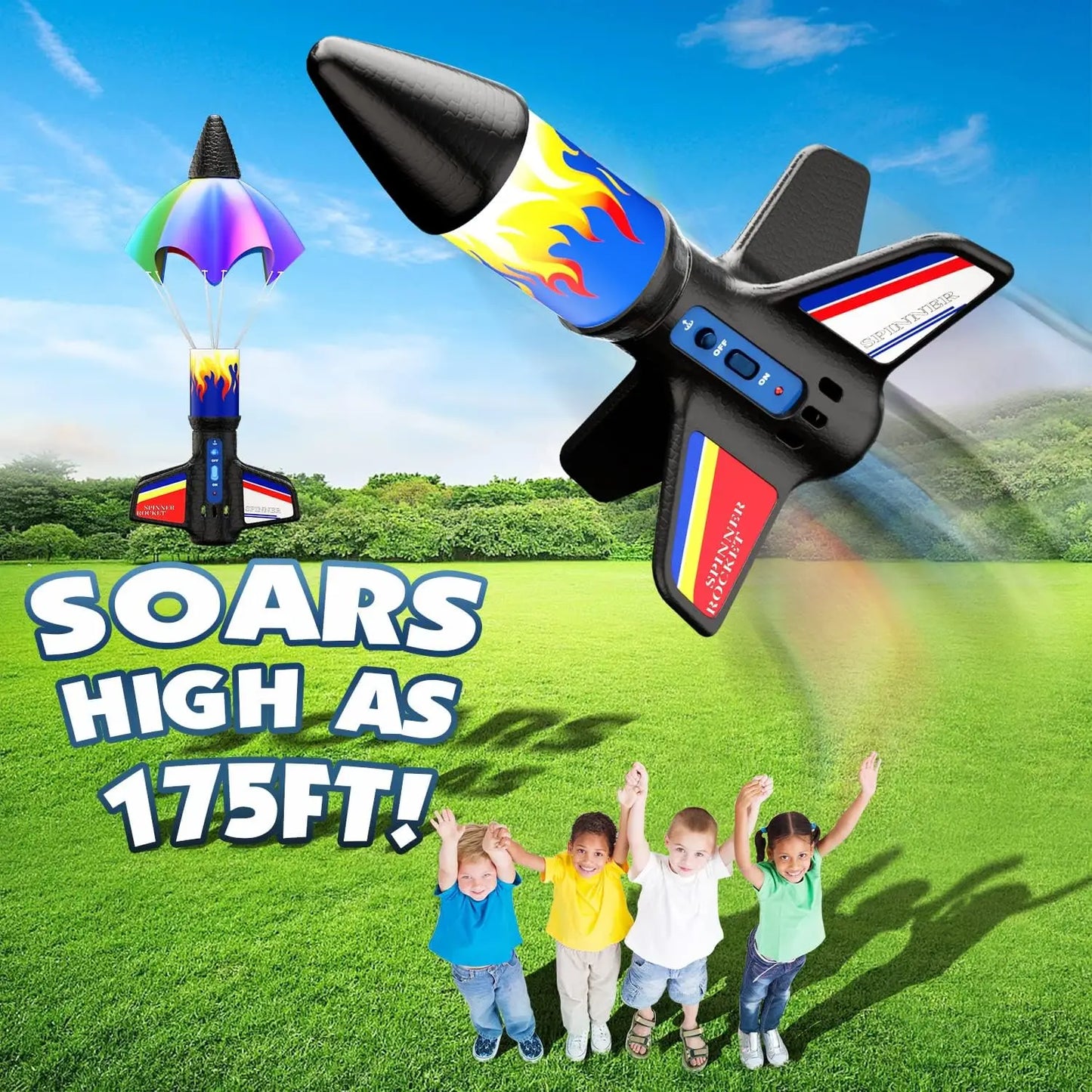 Electric Rocket Launcher Toys New Space Exploration Skyrocket with Parachute Kid Outdoor Toys Children Toys Model Rocket Kit