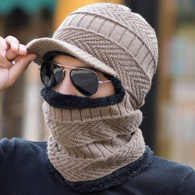 Men's outdoor warm and cold face protection snow cap