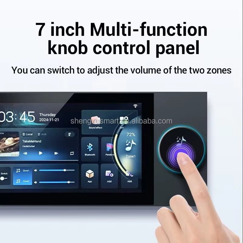 2025 7-Inch Android Control Panel with Multi-Function Touch Screen Amplifier Smart Home Systems Two Independent Partitions