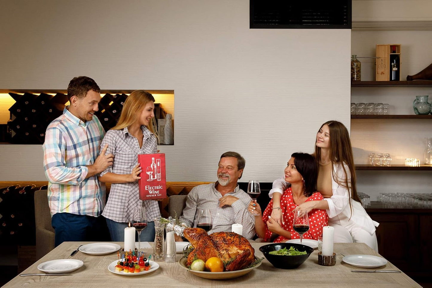 Electric Wine Opener Set with Charger & Batteries - Gift Idea for Wine Lover - Battery Operated Corkscrew - Automatic Cordless Wine Bottle Opener Rechargeable - Mother'S Day Christmas Kit