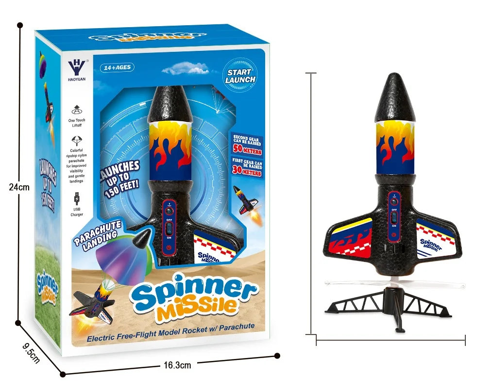 Electric Rocket Launcher Toys New Space Exploration Skyrocket with Parachute Kid Outdoor Toys Children Toys Model Rocket Kit