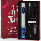 Electric Wine Opener Set with Charger & Batteries - Gift Idea for Wine Lover - Battery Operated Corkscrew - Automatic Cordless Wine Bottle Opener Rechargeable - Mother'S Day Christmas Kit