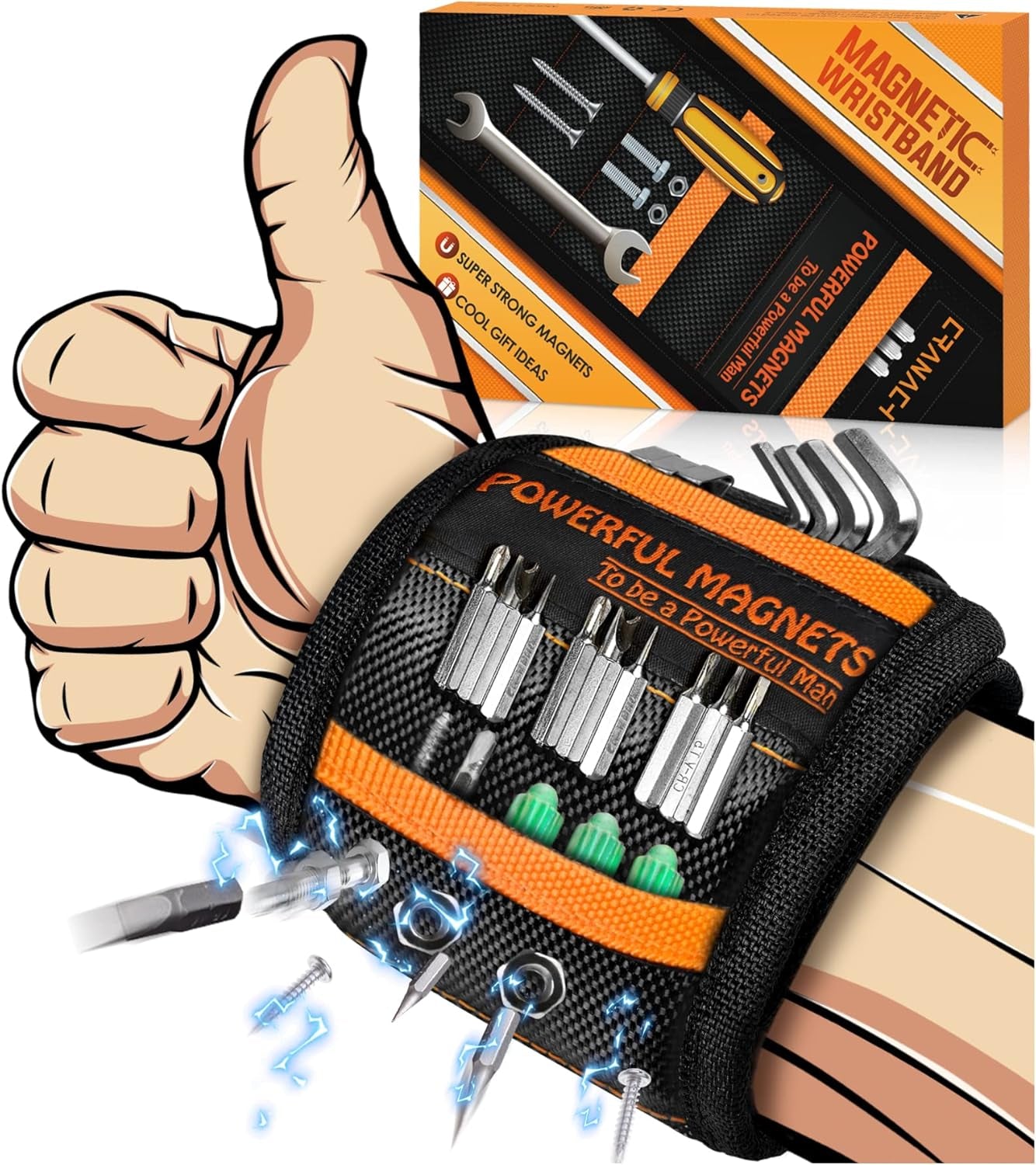 Tools Gifts for Men Magnetic Wristband - Christmas Stocking Stuffers for Mens Gift Ideas 15 Super Strong Magnets Dad Women Birthday Cool Gadgets Wrist Tool Belt Holder for Holding Screw Nail Drill Bit