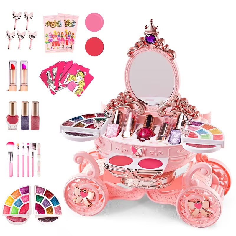 Simulation Cosmetics Set Girl Makeup Toys Baby Pretend Play Nail Polish Lipstick Accessories Doll for Children Toys 3 Years Gift