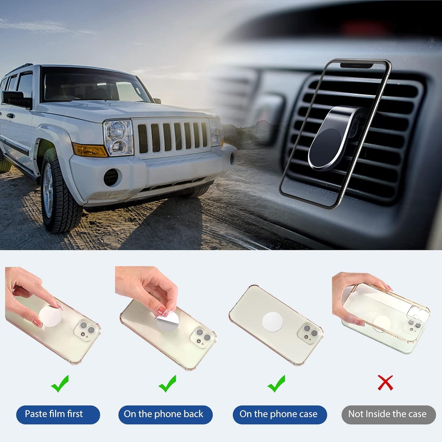 1 Pack Magnetic Phone Car Mount Magnets Hands Free Universal Smart GPS Cell Phone Holder for Iphone Samsung (Silver)