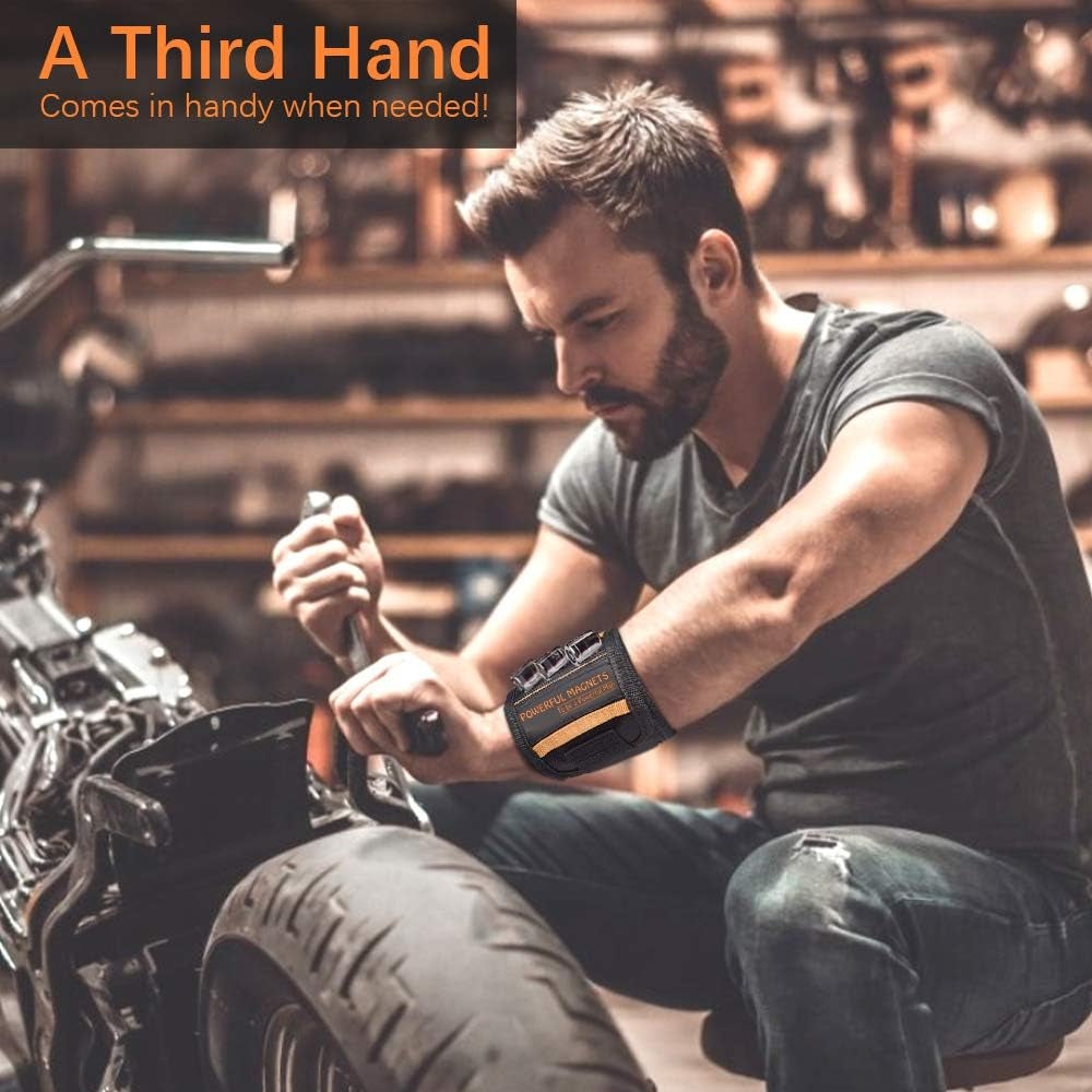 Tools Gifts for Men Magnetic Wristband - Christmas Stocking Stuffers for Mens Gift Ideas 15 Super Strong Magnets Dad Women Birthday Cool Gadgets Wrist Tool Belt Holder for Holding Screw Nail Drill Bit