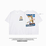 Cat Cartoon Graphic Men Tshirt Casual Baggy Short Sleeve T-Shirt Japanese Style Oversized T Shirt Men'S Clothing