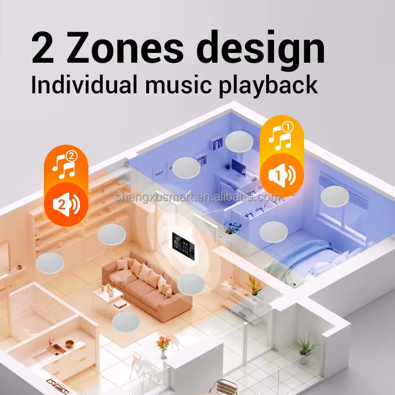 2025 7-Inch Android Control Panel with Multi-Function Touch Screen Amplifier Smart Home Systems Two Independent Partitions