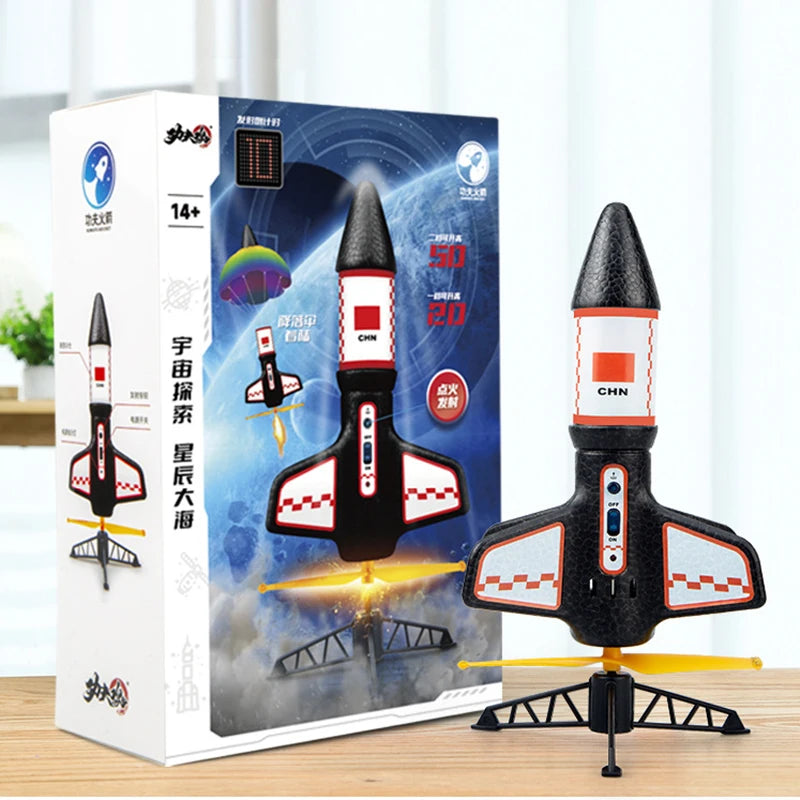 Electric Rocket Launcher Toys New Space Exploration Skyrocket with Parachute Kid Outdoor Toys Children Toys Model Rocket Kit