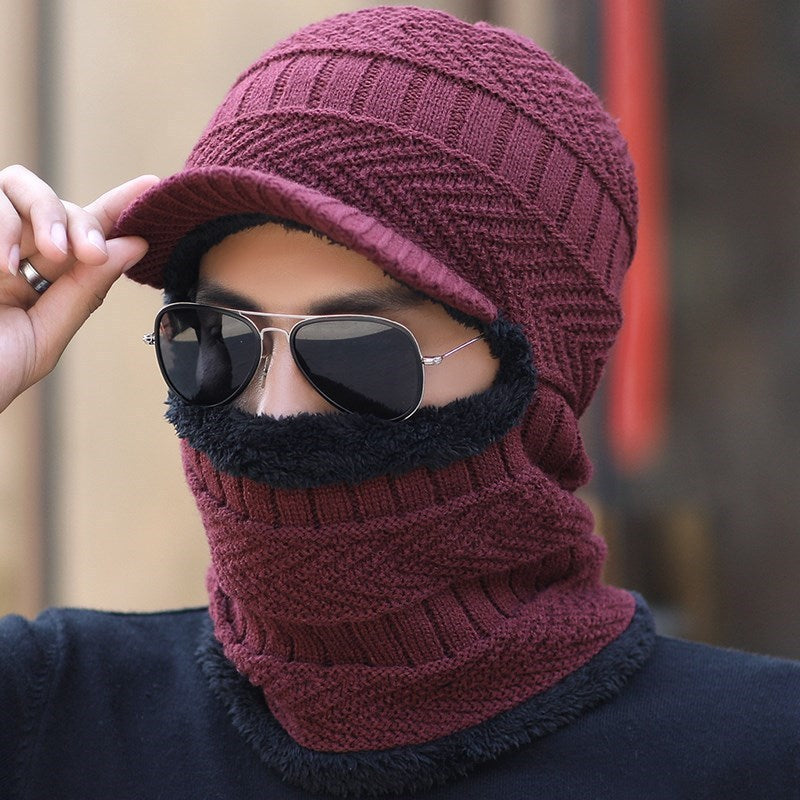 Men's outdoor warm and cold face protection snow cap