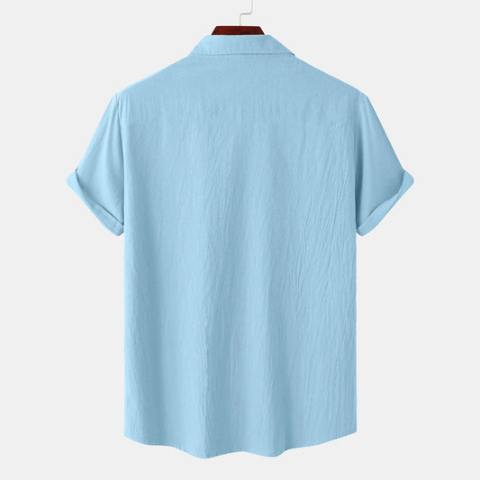 Mens Short Sleeve Classic Shirts Fishing Casual Regular-Fit Button-Up Collared Plaid Double Pocket Dress Shirt Top Tees Blouses Men Short Sleeve Shirts Button up Clearance Beach Wedding Shirt M-5XL