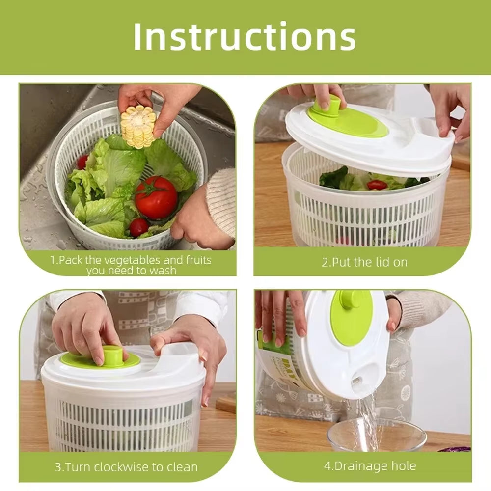 Household Manual Vegetable Dehydrator Large Salad Spinner Fruit Lettuce Drain Basket Dryer Kitchen Washing Tools Home Gadget