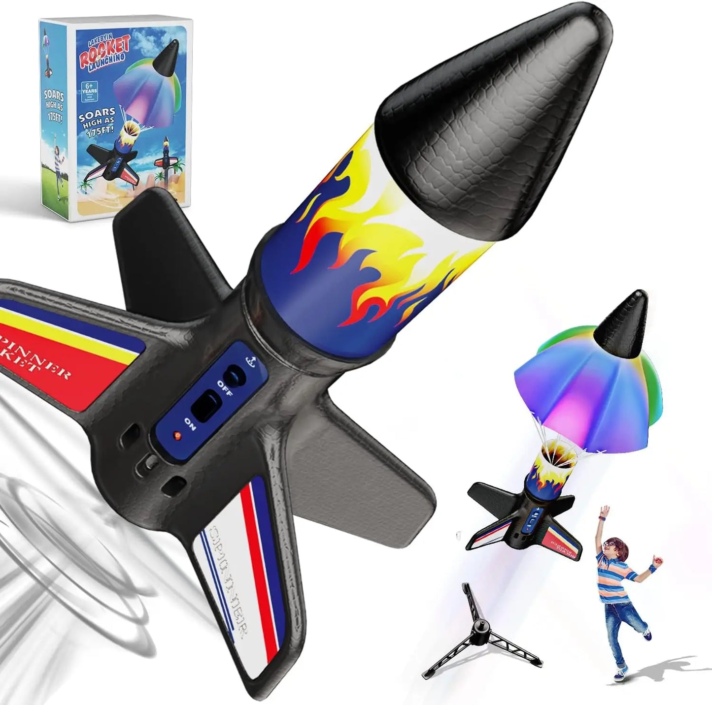Electric Rocket Launcher Toys New Space Exploration Skyrocket with Parachute Kid Outdoor Toys Children Toys Model Rocket Kit