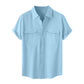 Mens Short Sleeve Classic Shirts Fishing Casual Regular-Fit Button-Up Collared Plaid Double Pocket Dress Shirt Top Tees Blouses Men Short Sleeve Shirts Button up Clearance Beach Wedding Shirt M-5XL
