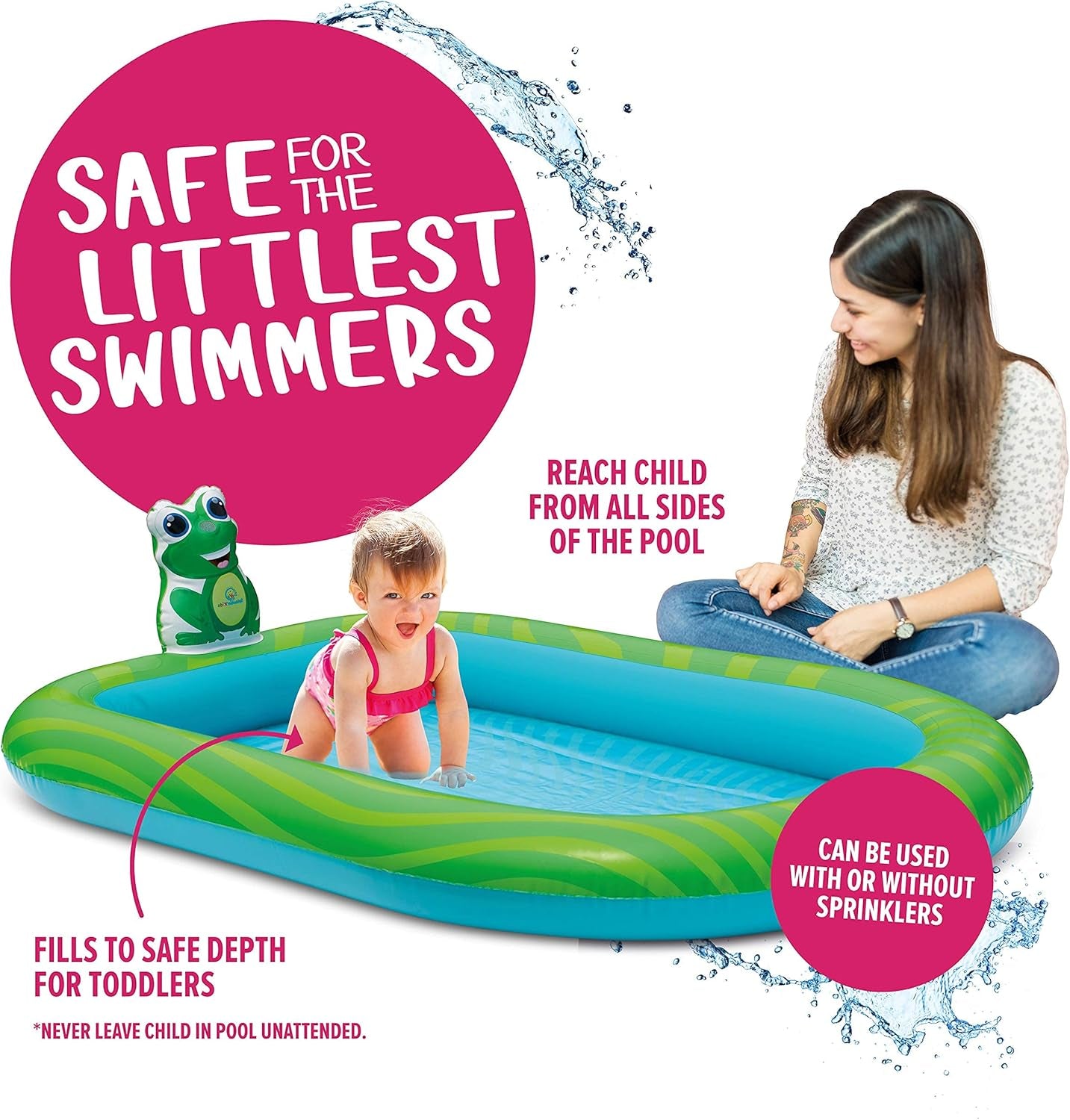3 in 1 Inflatable Sprinkler Pool for Kids, Baby Pool, Kiddie Pool, Toddlers Wading Swimming Water Outdoor Toys Babies Boys Girls Small (Small and Large Size)