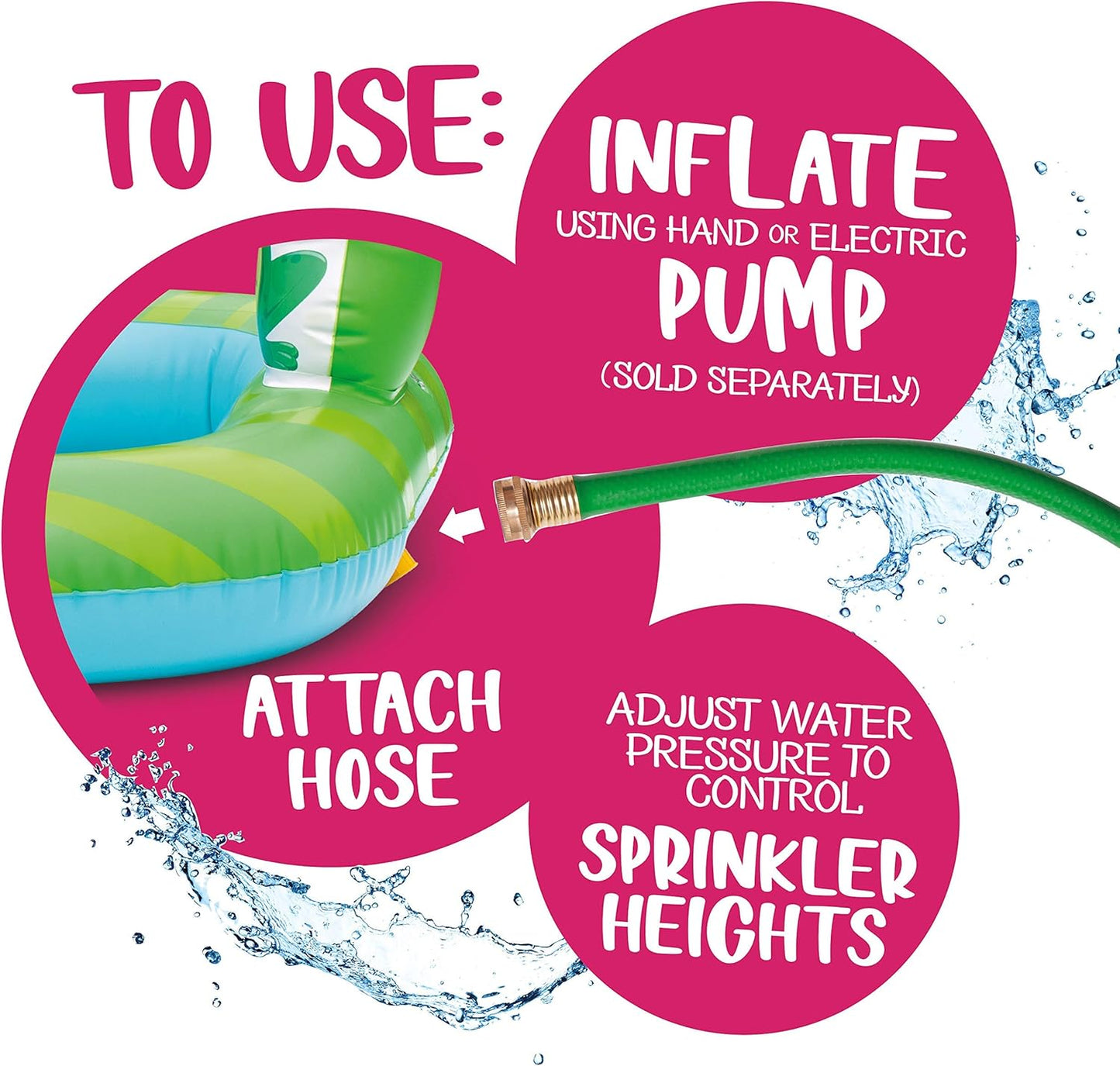 3 in 1 Inflatable Sprinkler Pool for Kids, Baby Pool, Kiddie Pool, Toddlers Wading Swimming Water Outdoor Toys Babies Boys Girls Small (Small and Large Size)