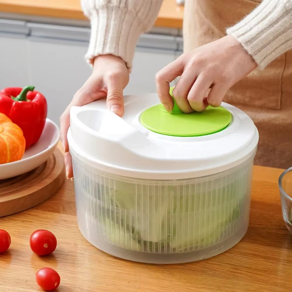 Household Manual Vegetable Dehydrator Large Salad Spinner Fruit Lettuce Drain Basket Dryer Kitchen Washing Tools Home Gadget