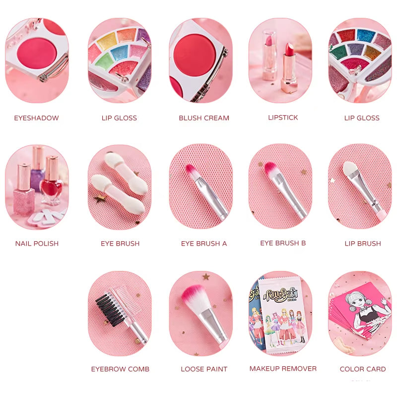 Simulation Cosmetics Set Girl Makeup Toys Baby Pretend Play Nail Polish Lipstick Accessories Doll for Children Toys 3 Years Gift