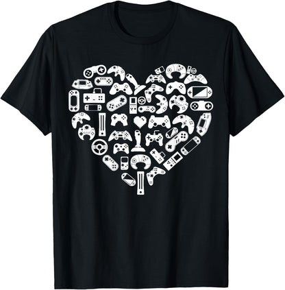 Boys Gamer Gift - Game Heart Valentines Day Lover Men Kids T-Shirt