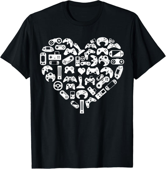 Boys Gamer Gift - Game Heart Valentines Day Lover Men Kids T-Shirt