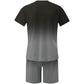 Mens Summer 2 Piece Tracksuit Gradient Color Crew Neck Pull-On Tee Tops and Double Pockets Plain Shorts Vacation Workout Shirts Sets