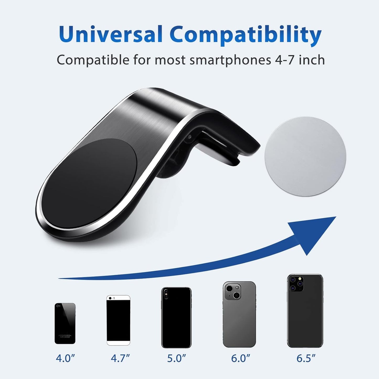 1 Pack Magnetic Phone Car Mount Magnets Hands Free Universal Smart GPS Cell Phone Holder for Iphone Samsung (Silver)