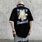 Cat Cartoon Graphic Men Tshirt Casual Baggy Short Sleeve T-Shirt Japanese Style Oversized T Shirt Men'S Clothing