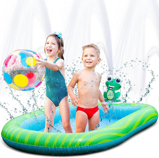 3 in 1 Inflatable Sprinkler Pool for Kids, Baby Pool, Kiddie Pool, Toddlers Wading Swimming Water Outdoor Toys Babies Boys Girls Small (Small and Large Size)