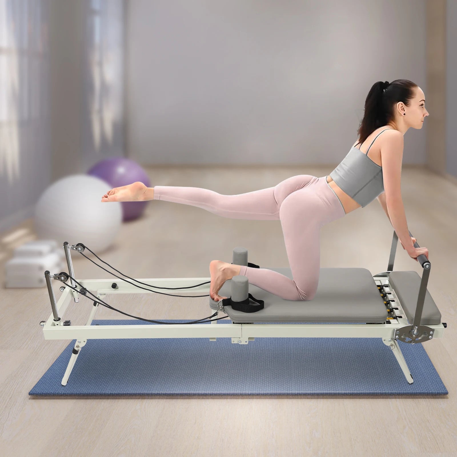Foldable Pilates Reformer Machine, Multifunctional Yoga Fitness Equipment, Pilates Exercise Equipment