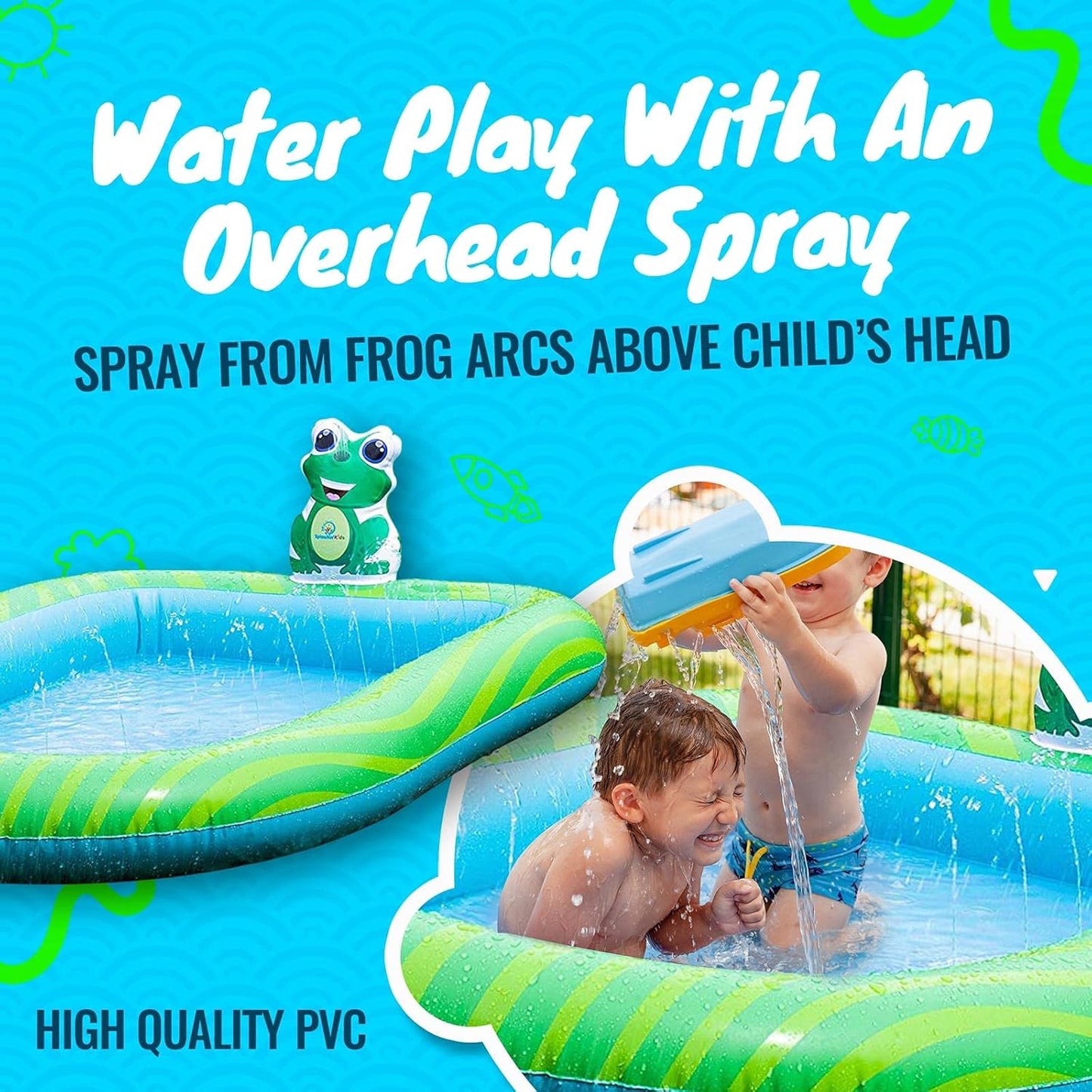 3 in 1 Inflatable Sprinkler Pool for Kids, Baby Pool, Kiddie Pool, Toddlers Wading Swimming Water Outdoor Toys Babies Boys Girls Small (Small and Large Size)