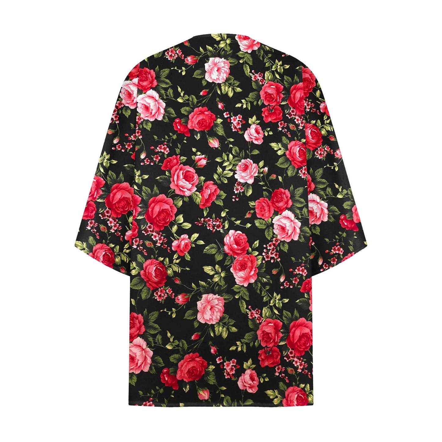 Dyegold Women'S Beach Kimono Coverup Sheer Chiffon Cover Ups Casual Loose 3/4 Sleeve Floral Open Front Boho Cardigan Tops