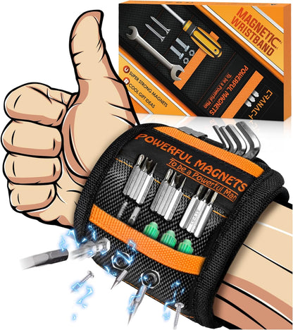 Tools Gifts for Men Magnetic Wristband - Christmas Stocking Stuffers for Mens Gift Ideas 15 Super Strong Magnets Dad Women Birthday Cool Gadgets Wrist Tool Belt Holder for Holding Screw Nail Drill Bit